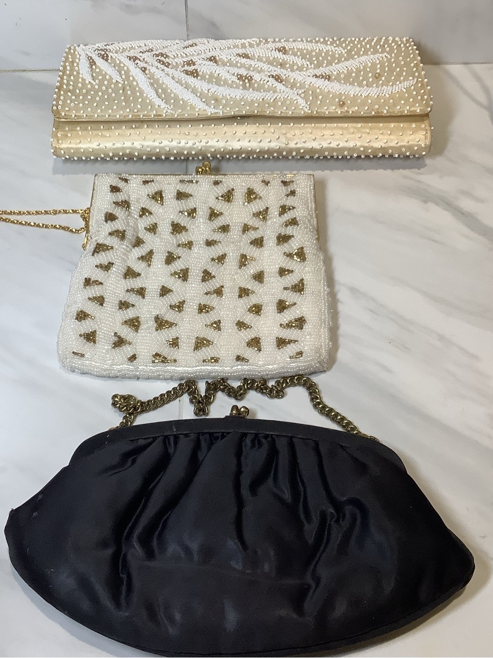 Vintage Lot Of 3 Purses 2 Beaded 50’s 1 1 Fabric 40’s